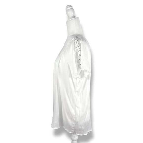 New York Laundry Tie Up Sleeve White Tee Sz M - Picture 1 of 10